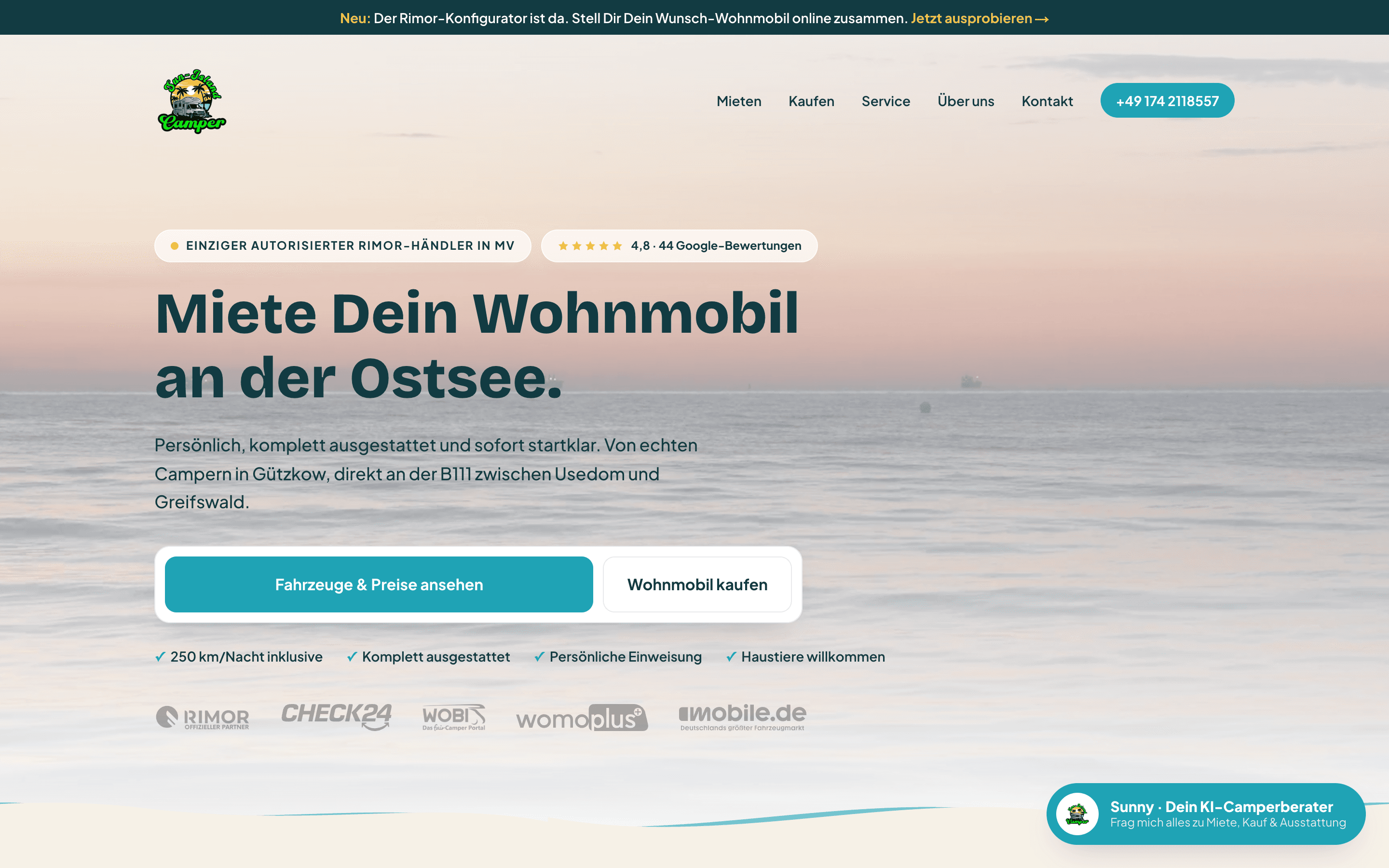 Sun Island Camper, Screenshot des Konfigurators